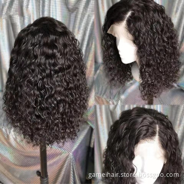 Deep Curly Wave Short Bob Wig Raw Brazilian Virgin Human Hair HD Transparent Lace Front Wigs For Black Women Human Hair Bob Wigs